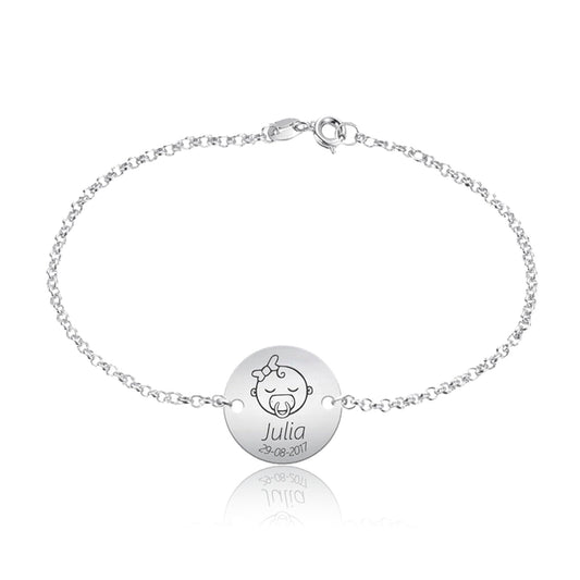 Bracelet Argent Personnalisé Naissance Fille