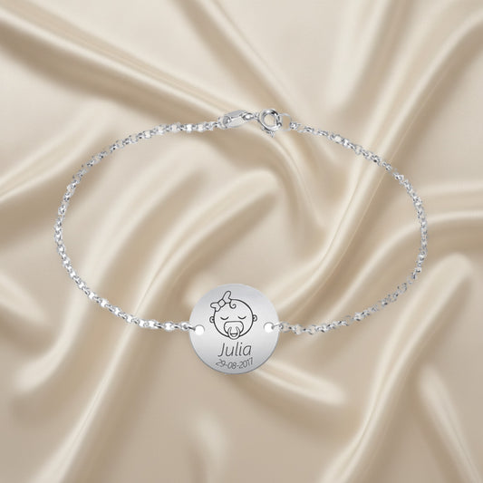 Bracelet Argent Personnalisé Naissance Fille