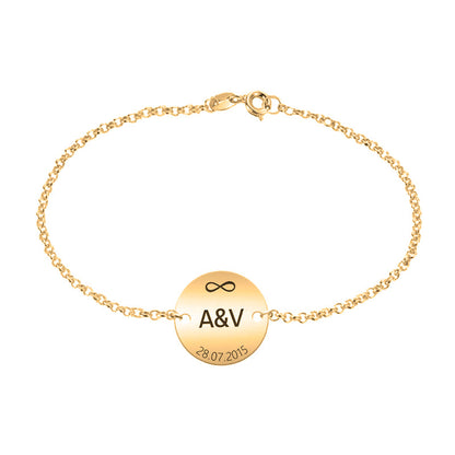 Bracelet argent plaqué or, médaille personnalisable 18mm