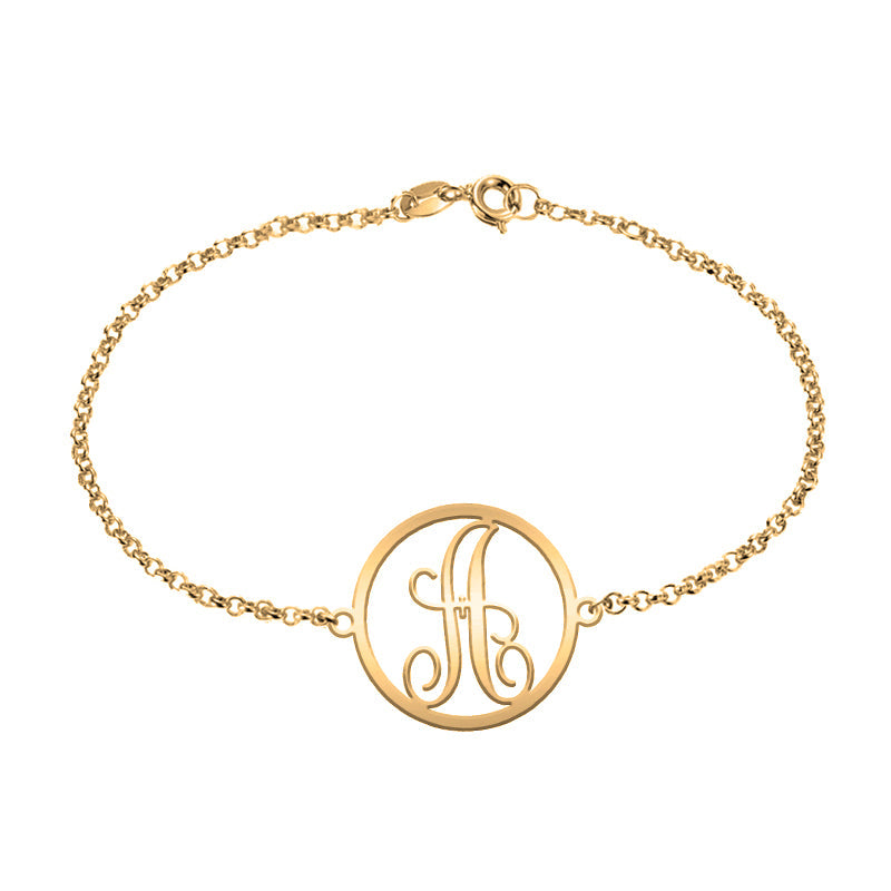 Bracelet chaîne argent 925 plaqué or initiale personnalisable