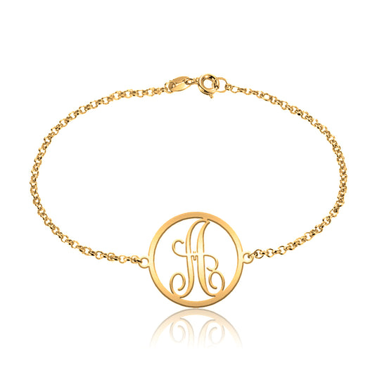 Bracelet chaîne argent 925 plaqué or initiale personnalisable