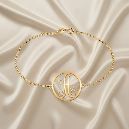 Bracelet chaîne argent 925 plaqué or initiale personnalisable