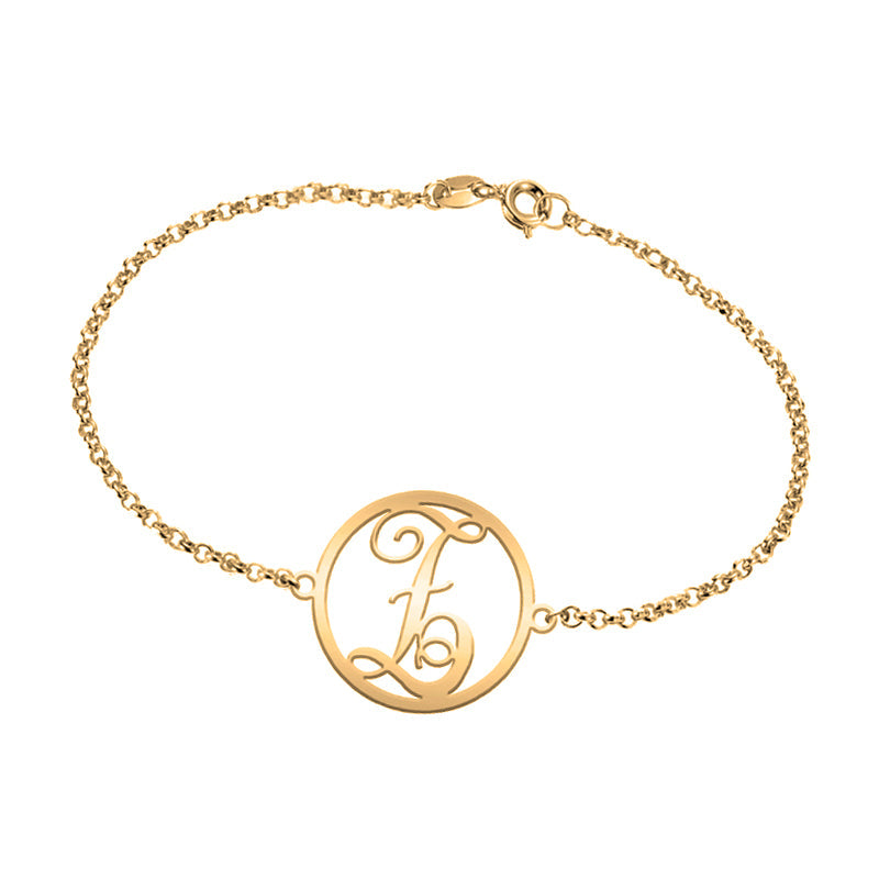 Bracelet chaîne argent 925 plaqué or initiale personnalisable