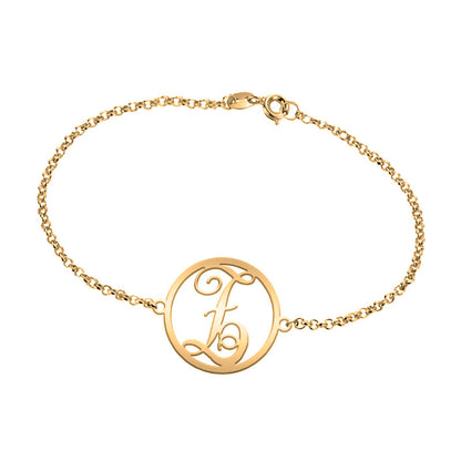 Bracelet chaîne argent 925 plaqué or initiale personnalisable