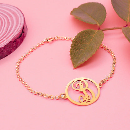Bracelet chaîne argent 925 plaqué or initiale personnalisable
