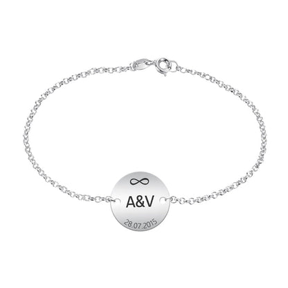 Bracelet Cœur Infini en Argent Massif 925 à Personnaliser