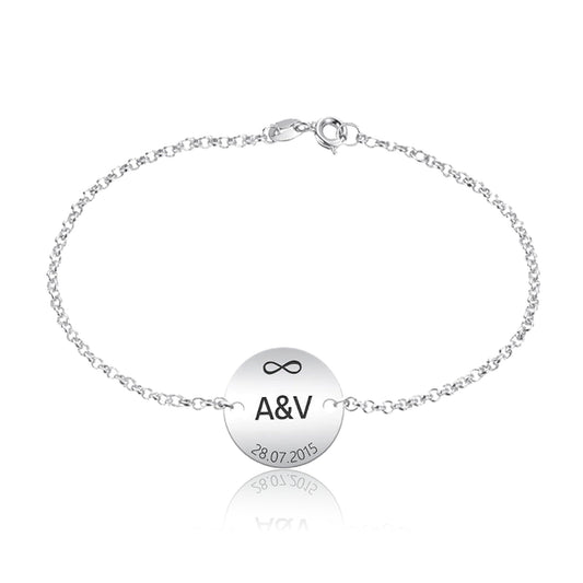 Bracelet Cœur Infini en Argent Massif 925 à Personnaliser