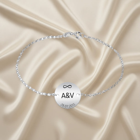 Bracelet Cœur Infini en Argent Massif 925 à Personnaliser