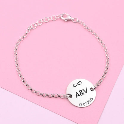 Bracelet Cœur Infini en Argent Massif 925 à Personnaliser