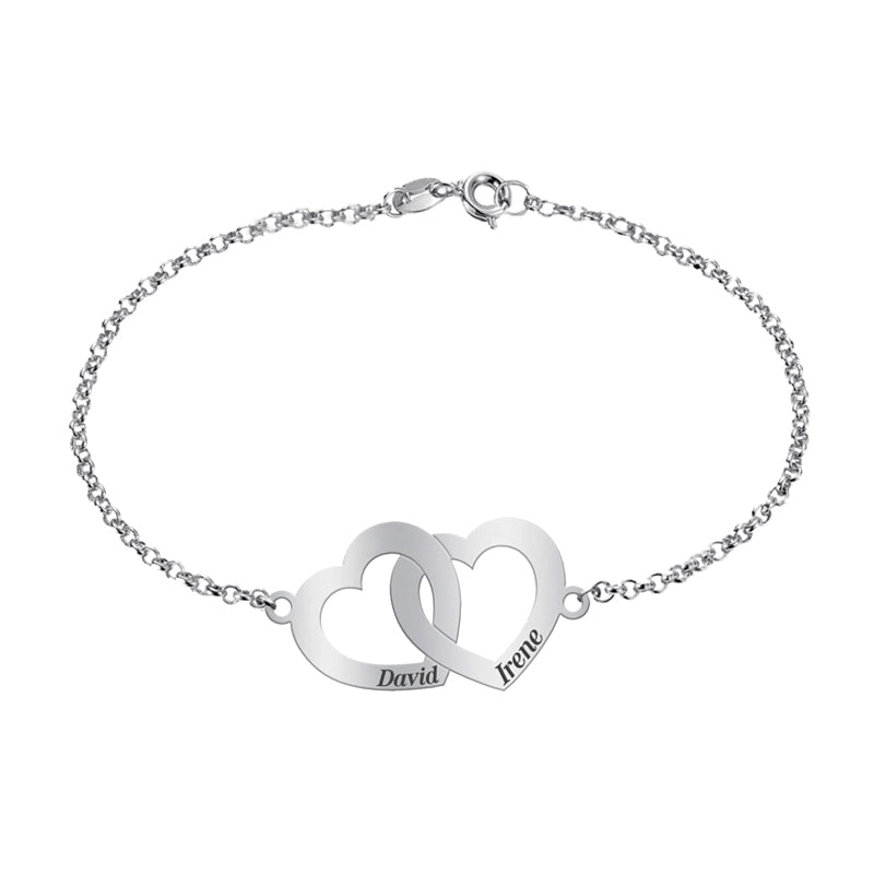 Bracelet cœurs entrelacés personnalisable en argent 925