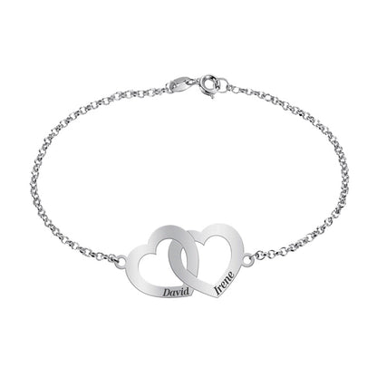 Bracelet cœurs entrelacés personnalisable en argent 925