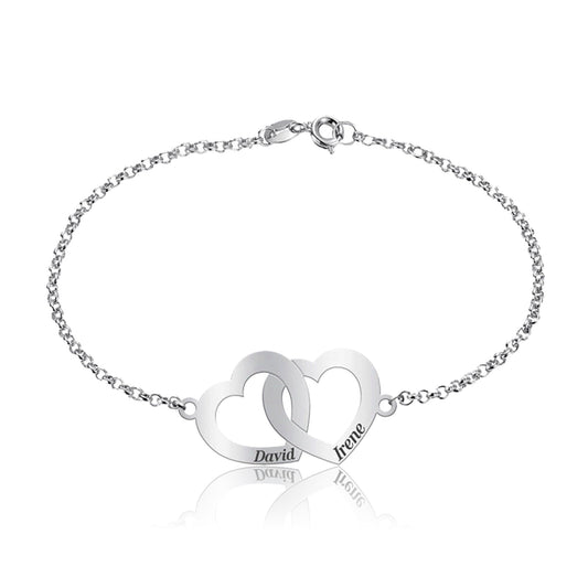 Bracelet cœurs entrelacés personnalisable en argent 925