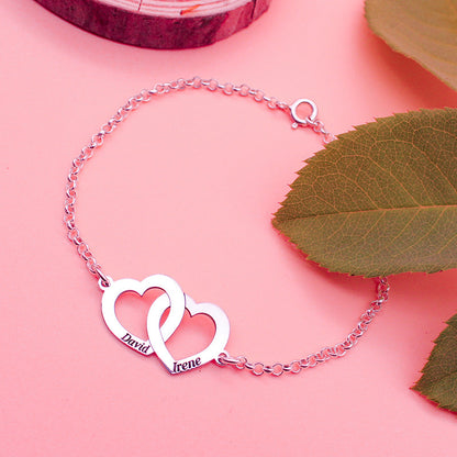 Bracelet cœurs entrelacés personnalisable en argent 925