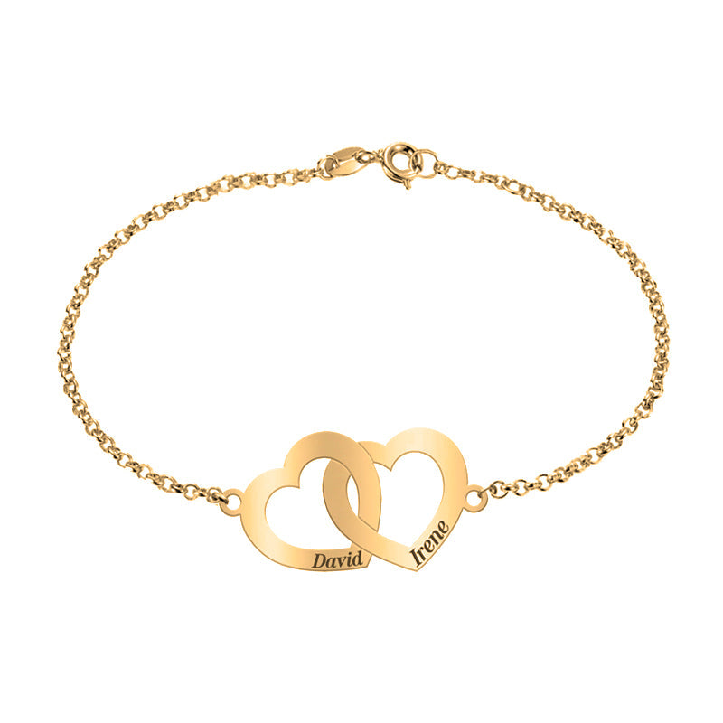 Bracelet cœurs entrelacés plaqué or personnalisable