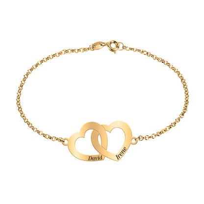 Bracelet cœurs entrelacés plaqué or personnalisable