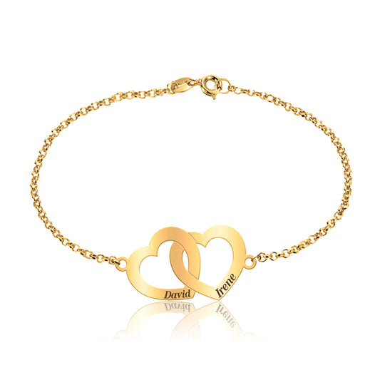 Bracelet cœurs entrelacés plaqué or personnalisable