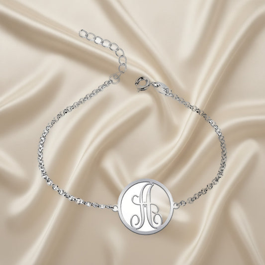 Bracelet de cheville en Argent 925 avec initiale personnalisée