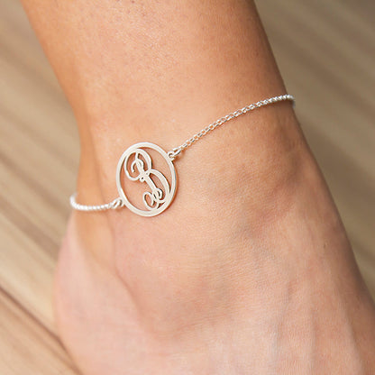 Bracelet de cheville en Argent 925 avec initiale personnalisée