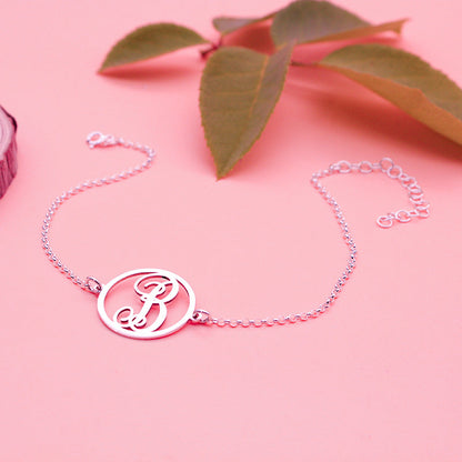 Bracelet de cheville en Argent 925 avec initiale personnalisée