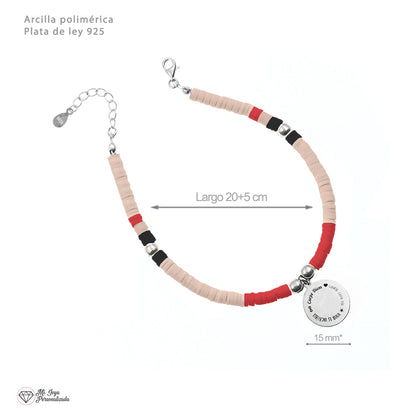 Bracelet de cheville Formentera personnalisable argent et perles