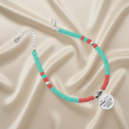 Bracelet de cheville personnalisable Palma en argent et perles