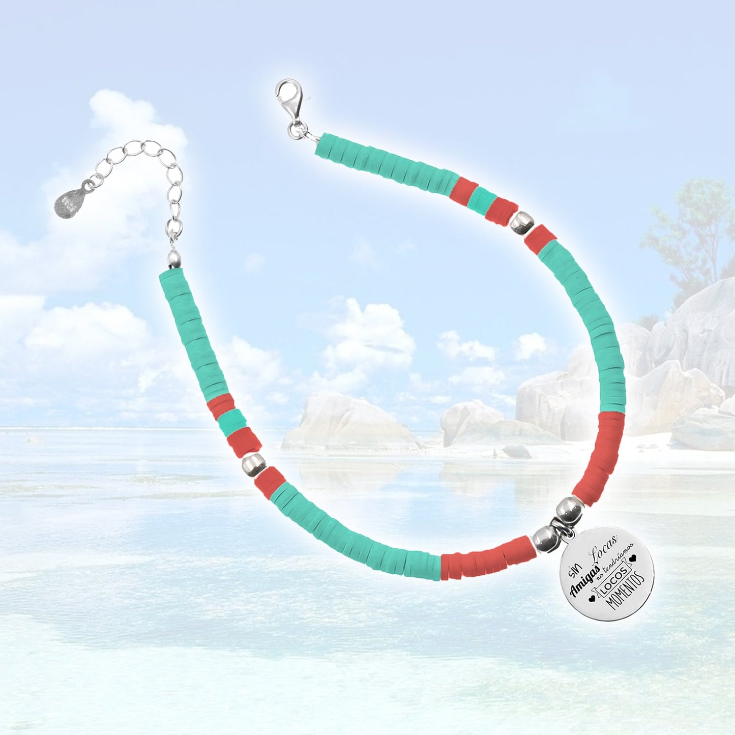 Bracelet de cheville personnalisable Palma en argent et perles