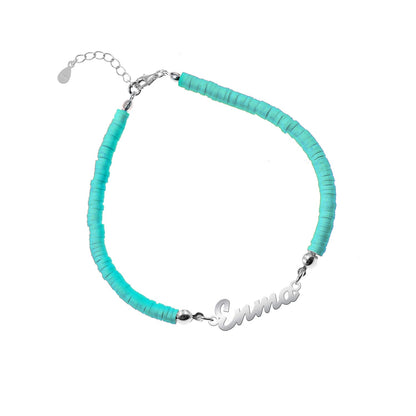 Bracelet de Communion Personnalisé en Argent 925 et Argile Polymère