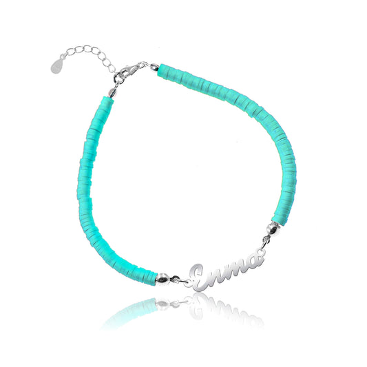 Bracelet de Communion Personnalisé en Argent 925 et Argile Polymère