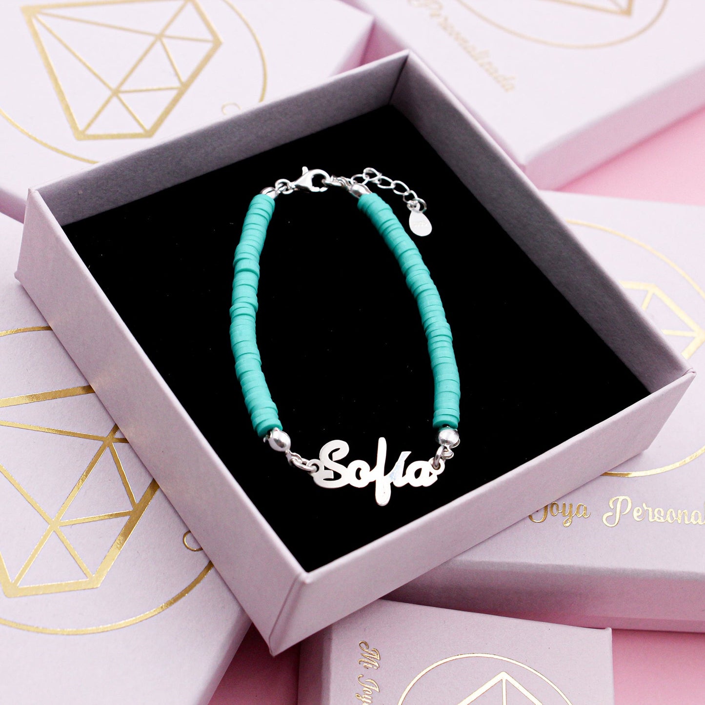 Bracelet de Communion Personnalisé en Argent 925 et Argile Polymère