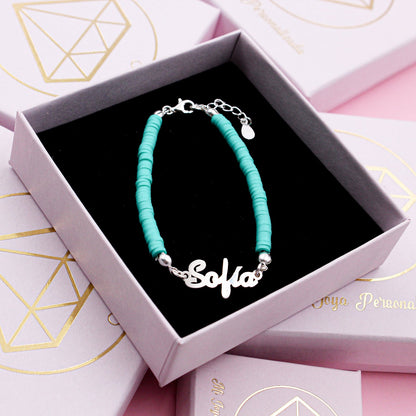 Bracelet de Communion Personnalisé en Argent 925 et Argile Polymère