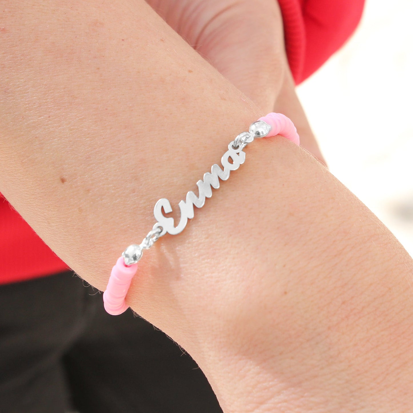 Bracelet de Communion Personnalisé en Argent 925 et Argile Polymère