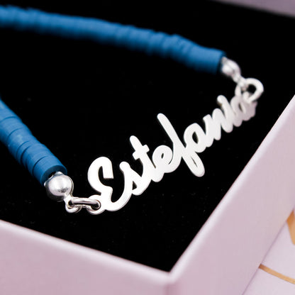 Bracelet de Communion Personnalisé en Argent 925 et Argile Polymère
