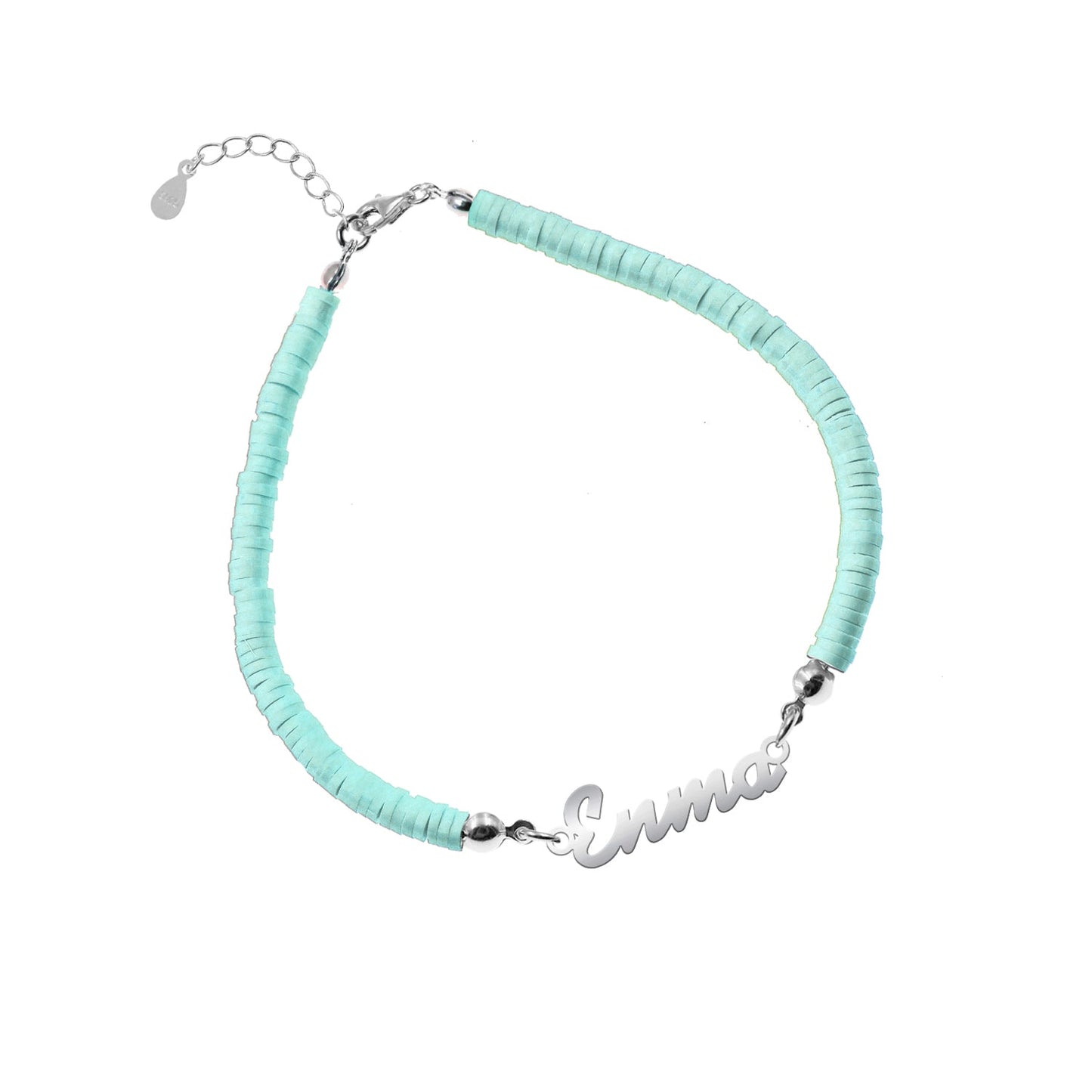 Bracelet de Communion Personnalisé en Argent 925 et Argile Polymère