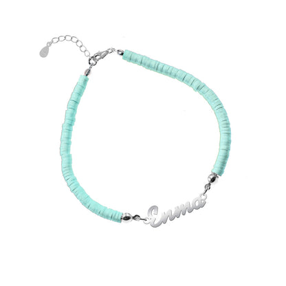 Bracelet de Communion Personnalisé en Argent 925 et Argile Polymère