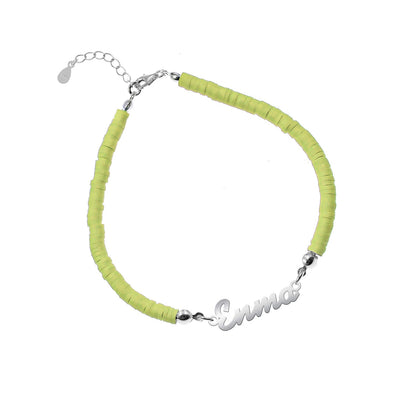 Bracelet de Communion Personnalisé en Argent 925 et Argile Polymère