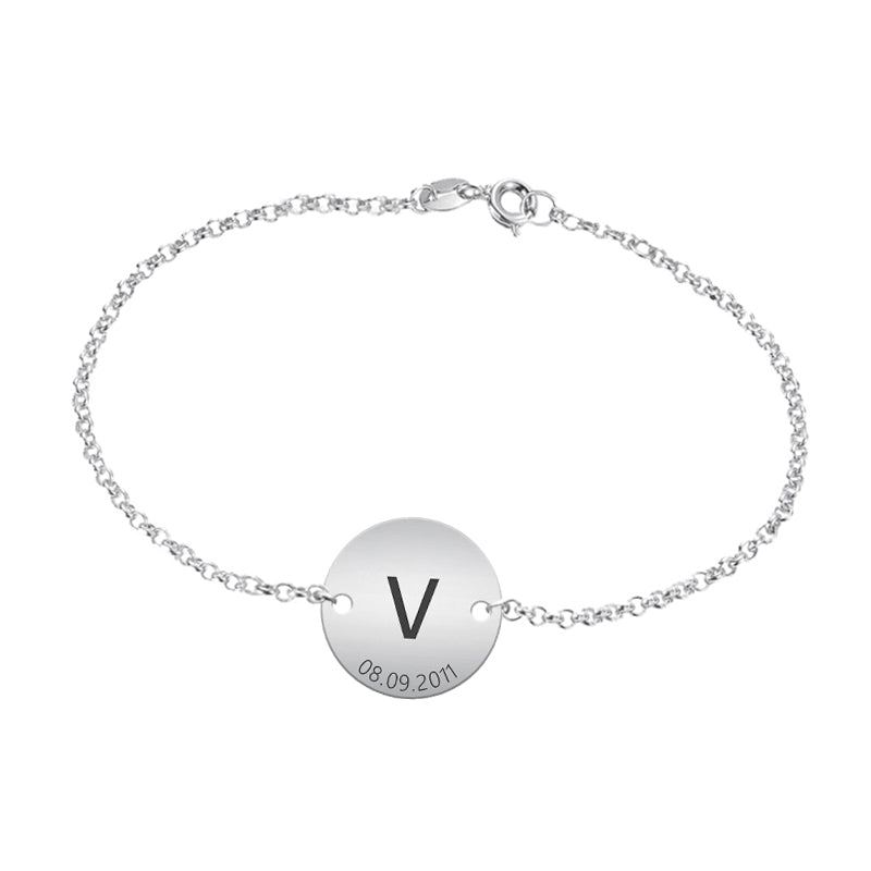 Bracelet en Argent 925 avec Médaille Personnalisable