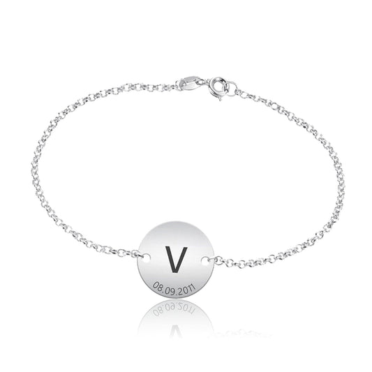 Bracelet en Argent 925 avec Médaille Personnalisable