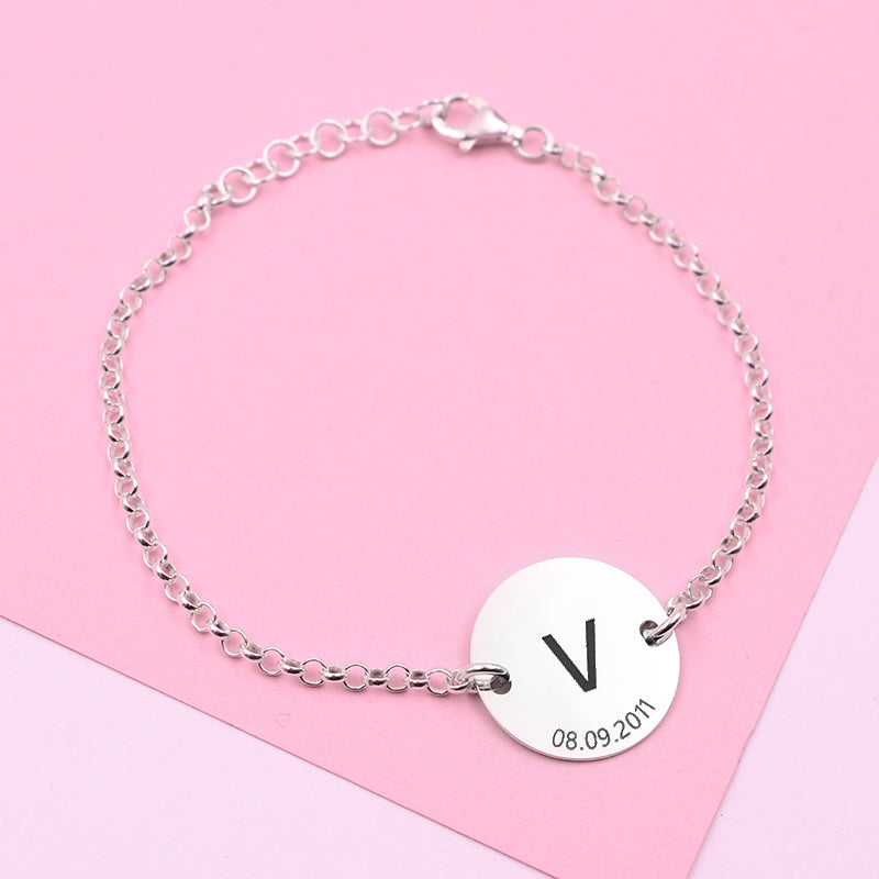 Bracelet en Argent 925 avec Médaille Personnalisable