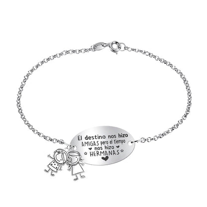 Bracelet en Argent à Personnaliser : Message et Jusqu'à 2 Enfants
