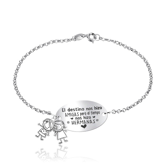 Bracelet en Argent à Personnaliser : Message et Jusqu'à 2 Enfants