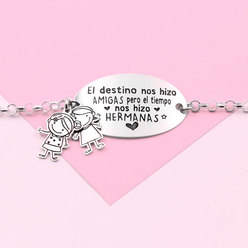 Bracelet en Argent à Personnaliser : Message et Jusqu'à 2 Enfants