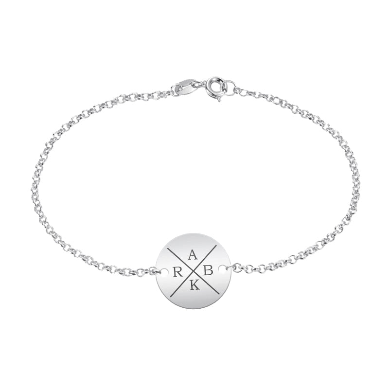 Bracelet en argent avec 4 initiales personnalisables