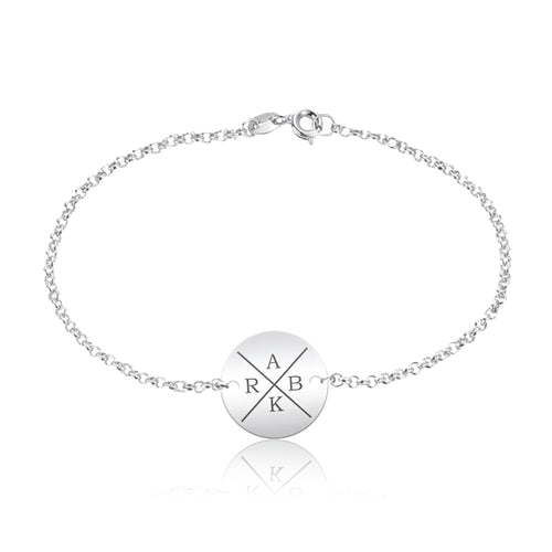 Bracelet Quatre Initiales, cadeau pour sa mère, argent 925