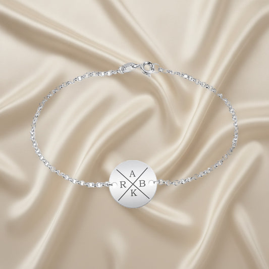 Bracelet en argent avec 4 initiales personnalisables
