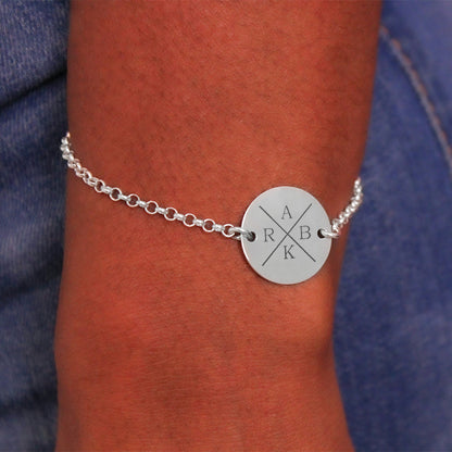 Bracelet en argent avec 4 initiales personnalisables