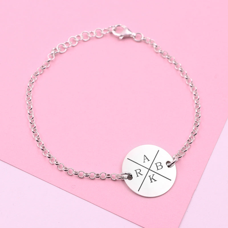 Bracelet en argent avec 4 initiales personnalisables