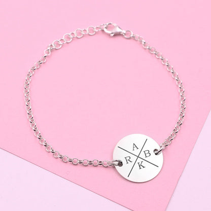 Bracelet en argent avec 4 initiales personnalisables