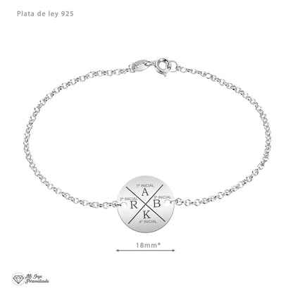 Bracelet en argent avec 4 initiales personnalisables