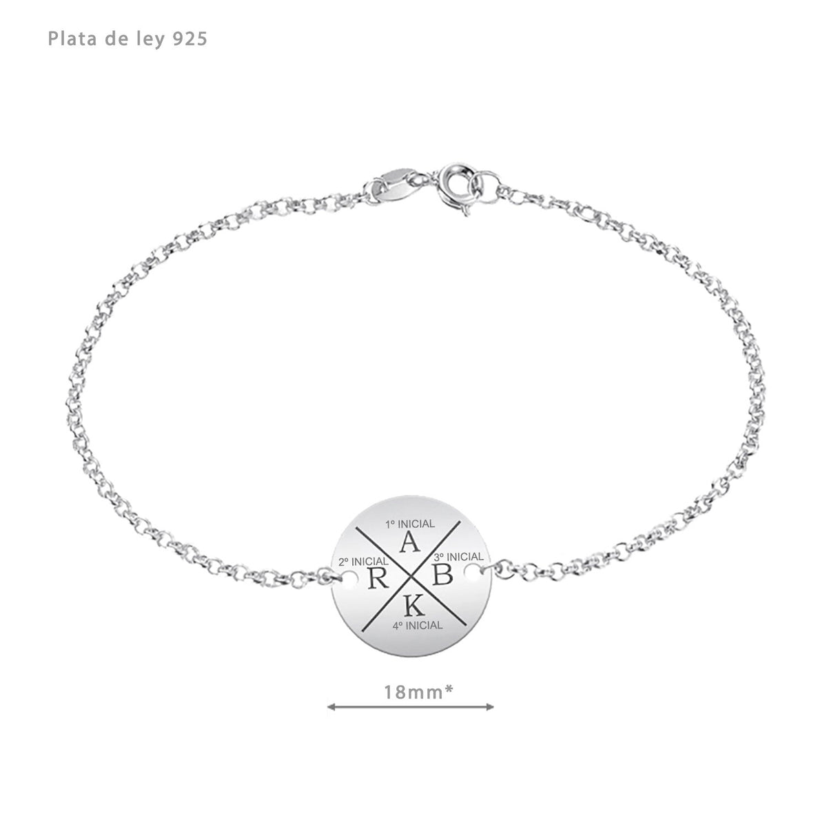 Bracelet Quatre Initiales, cadeau pour sa mère, argent 925