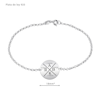 Bracelet Quatre Initiales, cadeau pour sa mère, argent 925